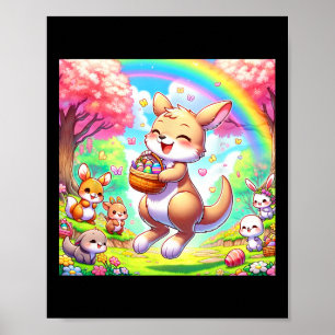 Kawaii Kangaroo Easter Adorable Easter Kangaroo Poster