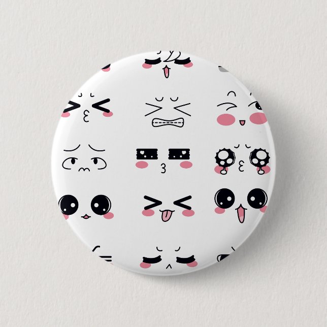 kawaii kaomoji 6 cm round badge (Front)
