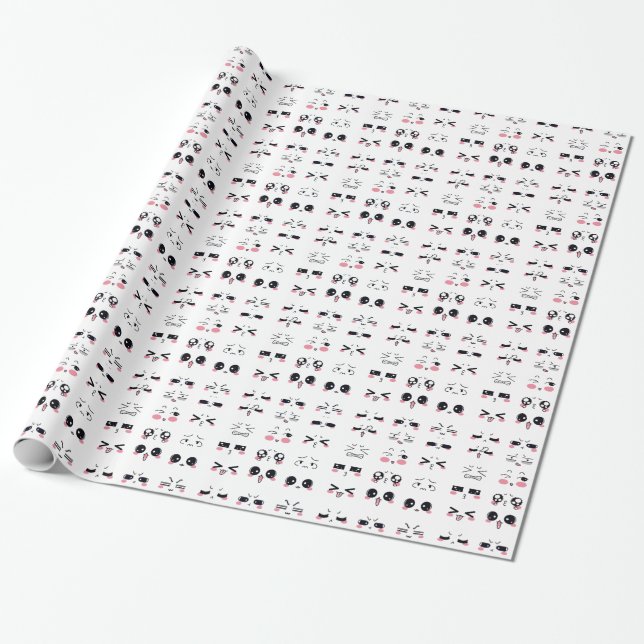 kawaii kaomoji wrapping paper (Unrolled)