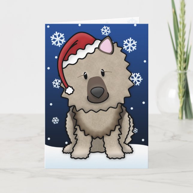 Kawaii Keeshond Christmas Card (Front)