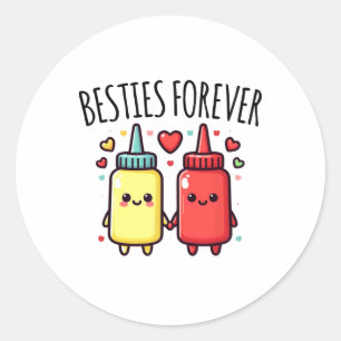 Kawaii Ketchup And Mustard Funny Bff Matching Best Classic Round Sticker