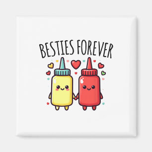 Kawaii Ketchup And Mustard Funny Bff Matching Best Magnet
