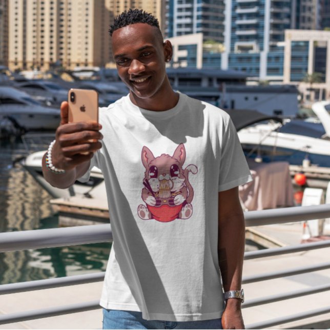 Kawaii Kitten Eating Ramen  T-Shirt (Creator Uploaded)
