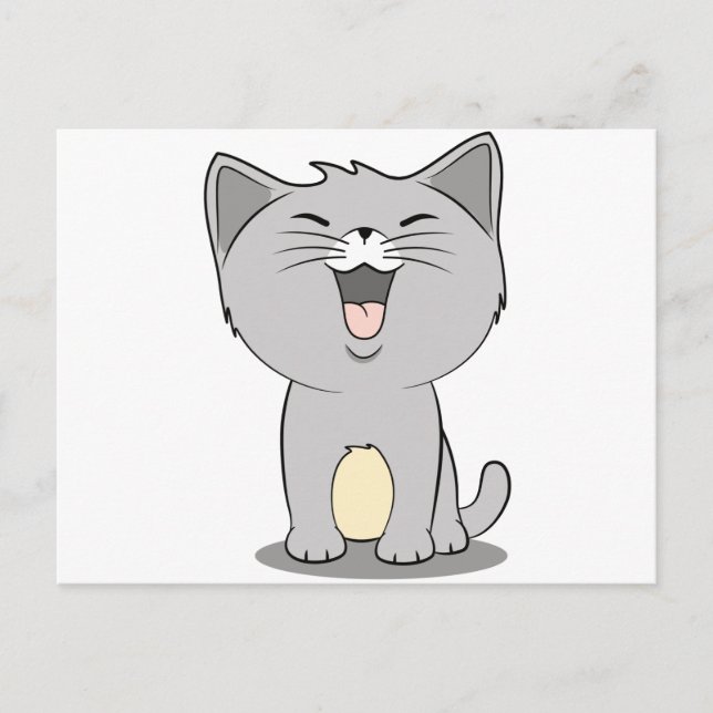 Kawaii kitten grey postcard (Front)