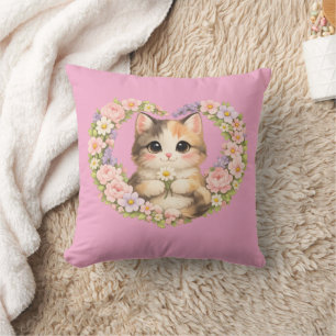 Kawaii Kitten Heart Love Cushion