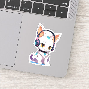 Kawaii Kitten in Rocking Headphones