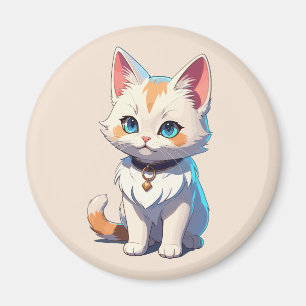 Kawaii Kitten with Feline Charm Magnet