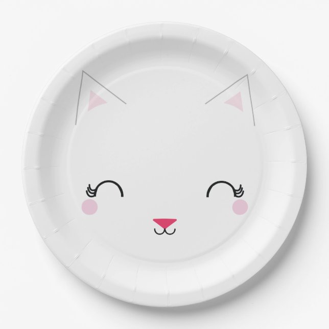kawaii kitty CAT BIRTHDAY party paper plate 3 (Front)
