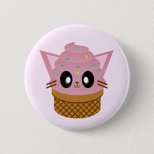 kawaii kitty cone ice cream cat meow 6 cm round badge