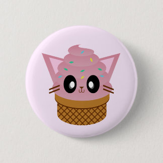 kawaii kitty cone ice cream cat meow 6 cm round badge