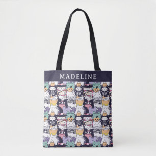 Kawaii Kitty Costume Personalised Trick or Treat Tote Bag
