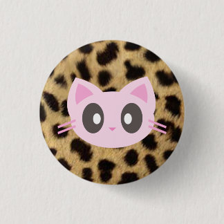 kawaii kitty leopard print 3 cm round badge