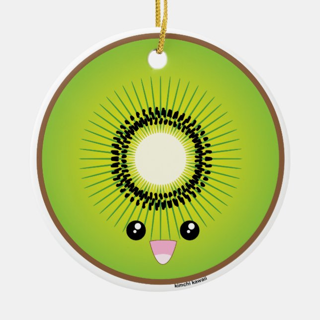 Kawaii Kiwi Ceramic Tree Decoration (Front)