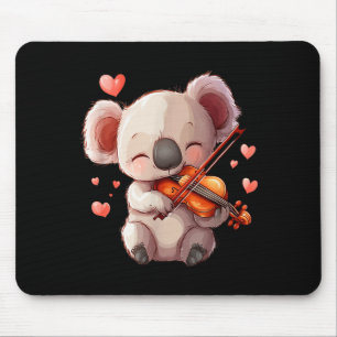 Kawaii Koala Playing Violin Graphic For Valentines Mouse Pad