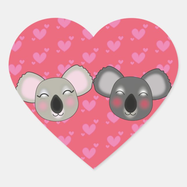 Kawaii koalas in love sticker (Front)