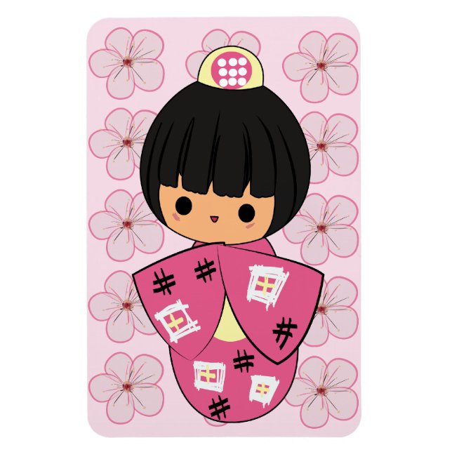 Kawaii Kokeshi Doll magnet (Vertical)