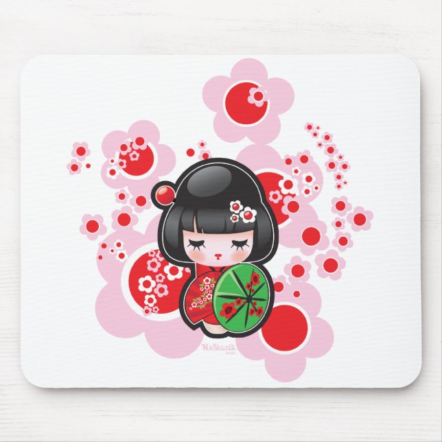 Kawaii Kokeshi Doll Mouse Pad (Front)