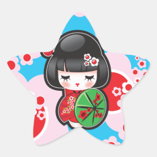 Kawaii Kokeshi Doll Star Sticker