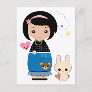 Kawaii Kokeshi Postcard