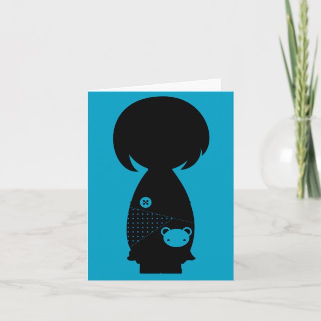 Kawaii Kokeshi Silhouette Note Card (Front)