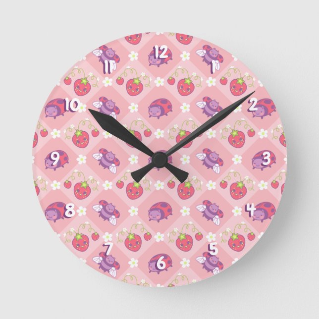 Kawaii Ladybug Round Clock (Front)