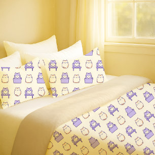 Kawaii Lavender Chonky Cat Pastel Cute Pillowcase
