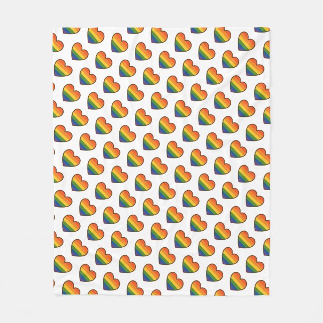 Kawaii LGBTQ+ Pride Heart Fleece Blanket (Front)