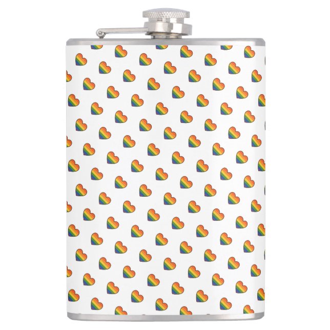 Kawaii LGBTQ+ Pride Heart Hip Flask (Front)