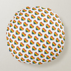 Kawaii LGBTQ+ Pride Heart Round Cushion