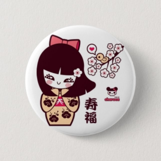 Kawaii Little Badge. 6 Cm Round Badge (Front)