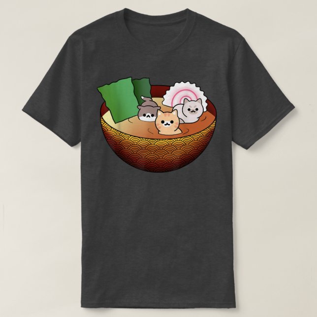 Kawaii little Cats in soup, Funny anime cats in ra T-Shirt (Design Front)