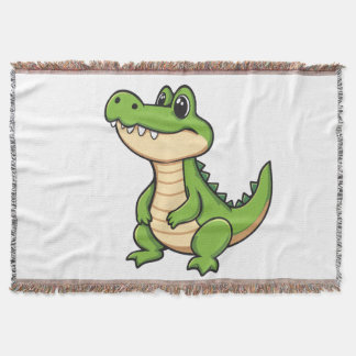 Kawaii Little Crocodile Woven Blanket