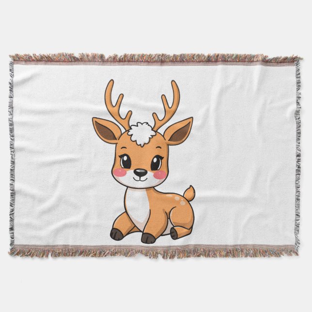 Kawaii Little Deer Woven Blanket (Front)