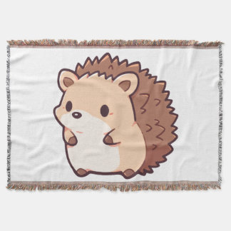 Kawaii Little Hedgehog Woven Blanket