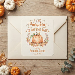 Kawaii Little Pumpkin Baby Shower Square Sticker