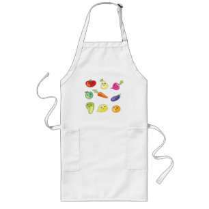 Kawaii live vegetables and fruits with faces long apron
