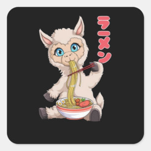 Kawaii Llama Ramen Noodles Japanese Anime Wheat Square Sticker
