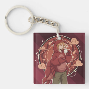 Kawaii Lobster Barista: Seafront Coffee Art Key Ring
