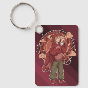 Kawaii Lobster Barista: Seafront Coffee Art Key Ring