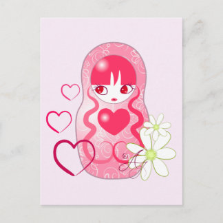 Kawaii Love Matryoshka Postcard