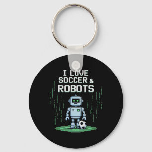 Kawaii Love Soccer And Robots Just Boy Who Score M Key Ring