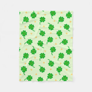Kawaii Lucky Clover Fleece Blanket
