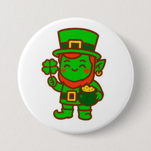 Kawaii Lucky Leprechaun 7.5 Cm Round Badge