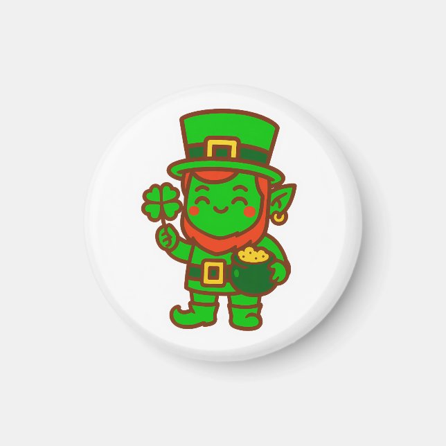 Kawaii Lucky Leprechaun Magnet (Front)
