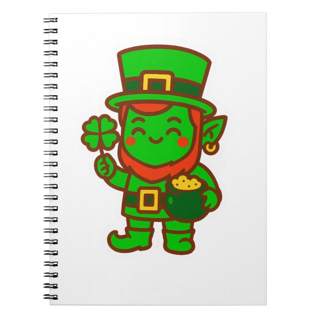 Kawaii Lucky Leprechaun Notebook (Front)