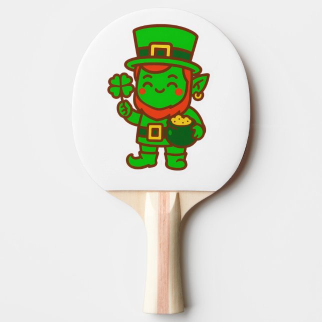 Kawaii Lucky Leprechaun Ping Pong Paddle (Front)