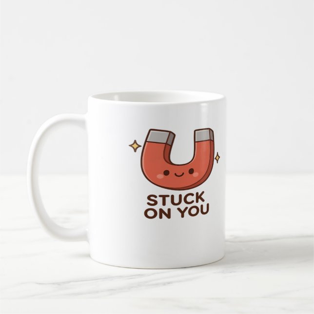 Kawaii Magnet Stuck On You Cute Playful Style  Coffee Mug (Left)