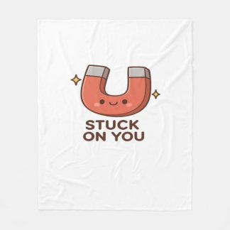 Kawaii Magnet Stuck On You Cute Playful Style  Fleece Blanket
