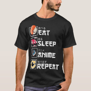 Kawaii Manga Sushi Eat Sleep Anime Repeat Cute Ani T-Shirt