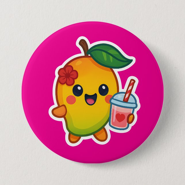 Kawaii Mango – Sweetheart Fruit with Heart Smoothi 7.5 Cm Round Badge (Front)